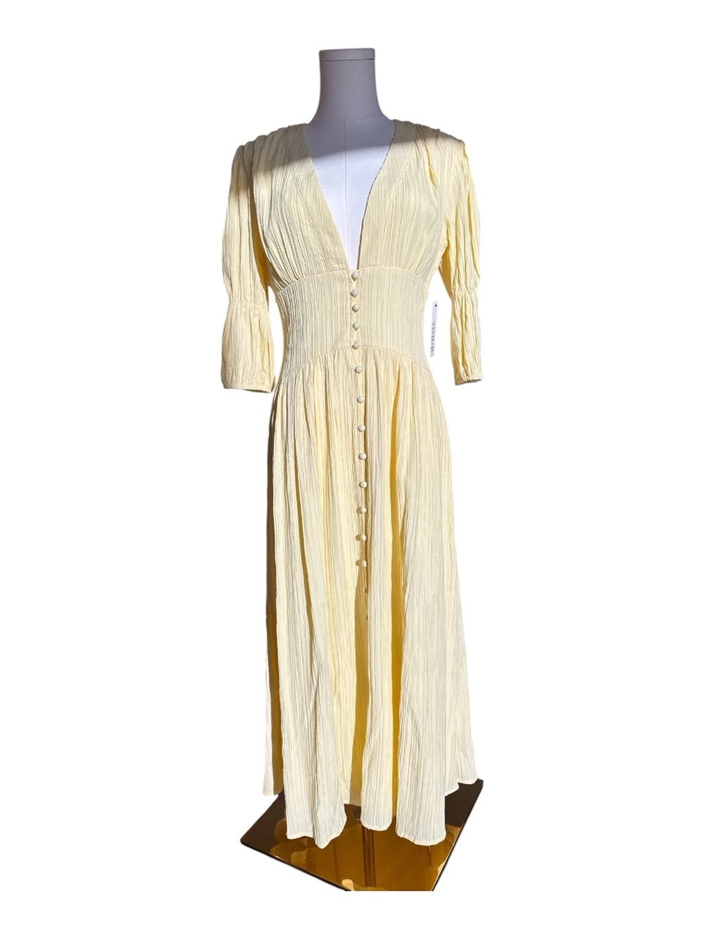 MDC9 Yellow Button-Front Maxi Dress Size Small
